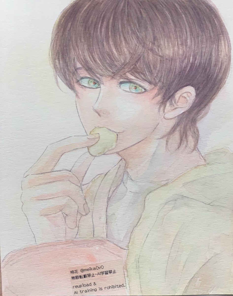 meika0v0's tweet image. ぽてちを楽しむメロい男子を描きたかったのですがよくわからなくなってしまった😂

#創作男子