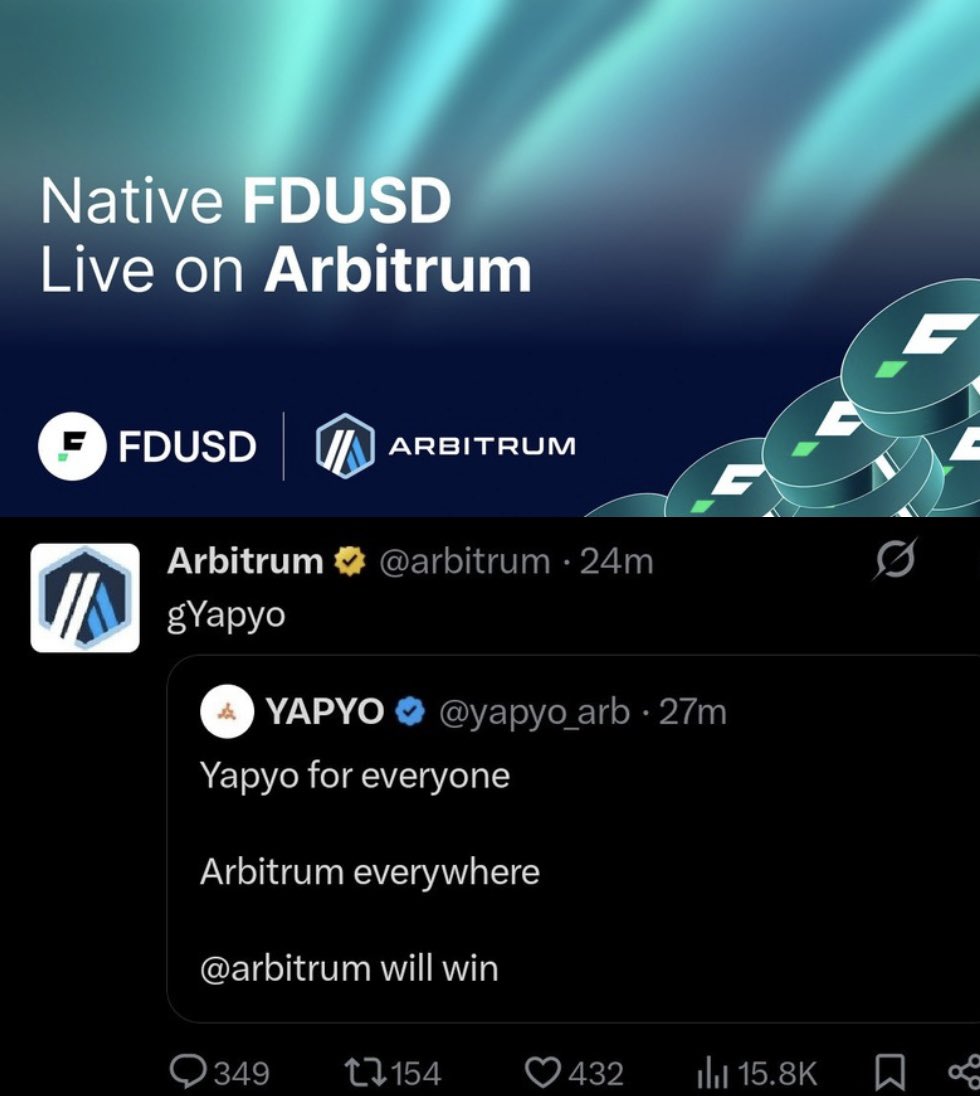 𝐅𝐃𝐔𝐒𝐃 just launched natively on Arbitrum, and it’s a big deal for this top-tier Layer 2 blockchain. 

This stablecoin is built for speed, low fees, and complete transparency, making it a perfect fit. No more dealing with bridge delays or risky transactions, everything is now