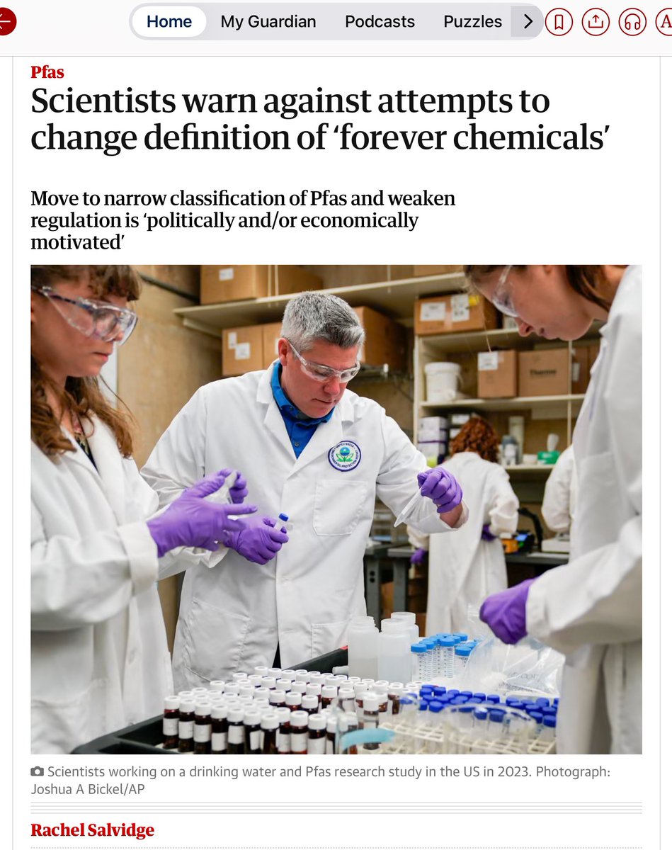 JillBelch's tweet image. #ProfitB4People
Group narrowing classification of forever chemicals say need “balance between scientific rigour, economic considerations for #Pfas regulation”
Scientists say current definition is “scientifically grounded &amp;amp; unambiguous. &amp;amp; it’s politically, economically motivated”