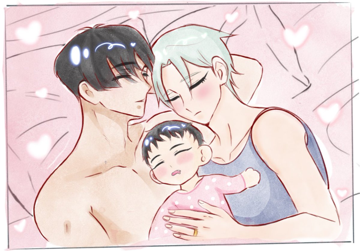 Yesterday I finished <a href="/_ivanstooth_/">hanji • PARATISE 🖤💚</a>'s fic "To this everlasting melody" and I was so emotional 🥹 
Thank you so much Hanji for this masterpiece, I loved it so so much from the bottom of my heart 🫶🏻

I draw the little family with Ayla-

#ivantill #ALNST #ivan #till #omegaverse