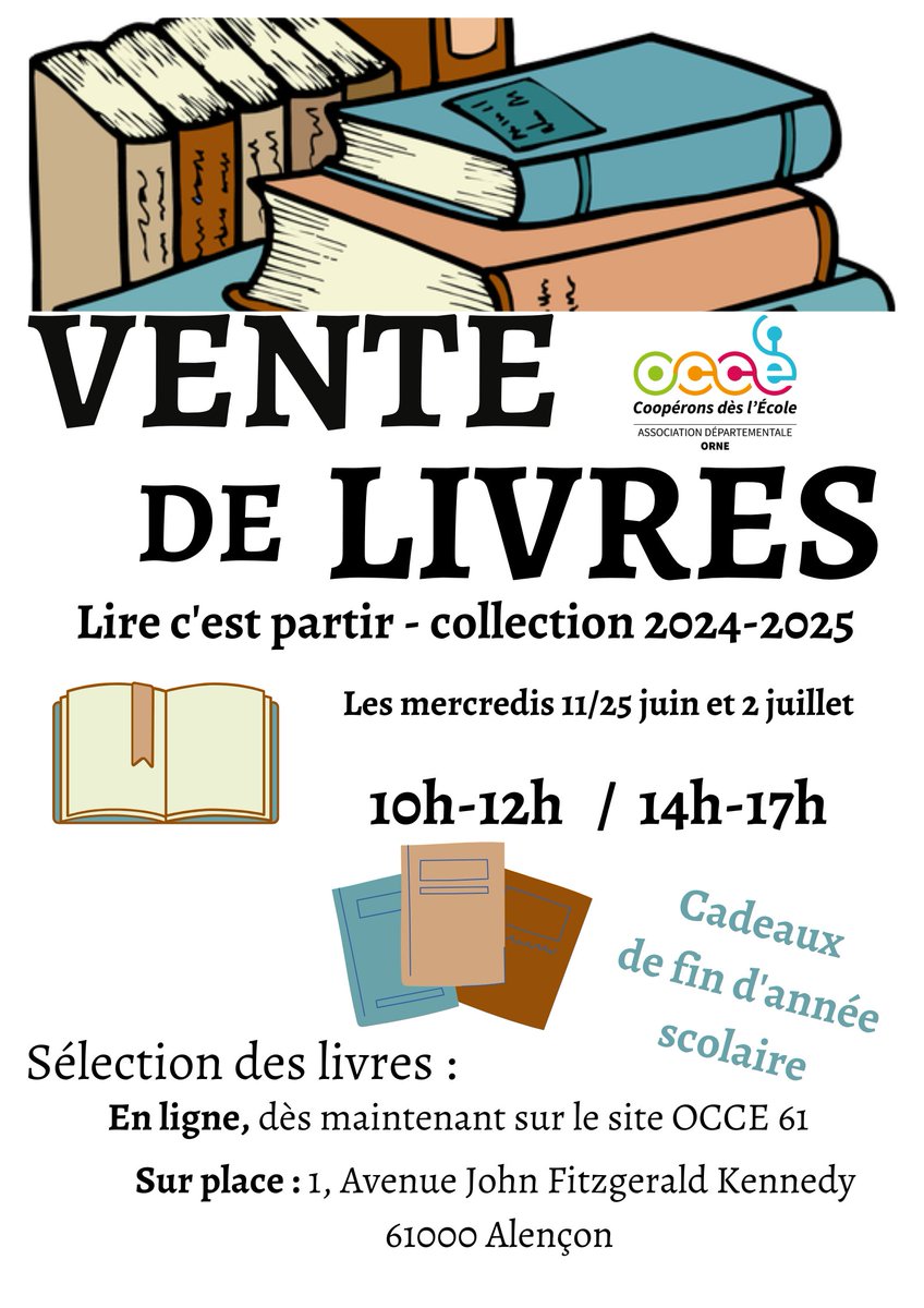 Vous souhaitez offrir à vos élèves un livre pour cette fin d'année scolaire avant de partir en vacances. Nous organisons des ventes les mercredis.
