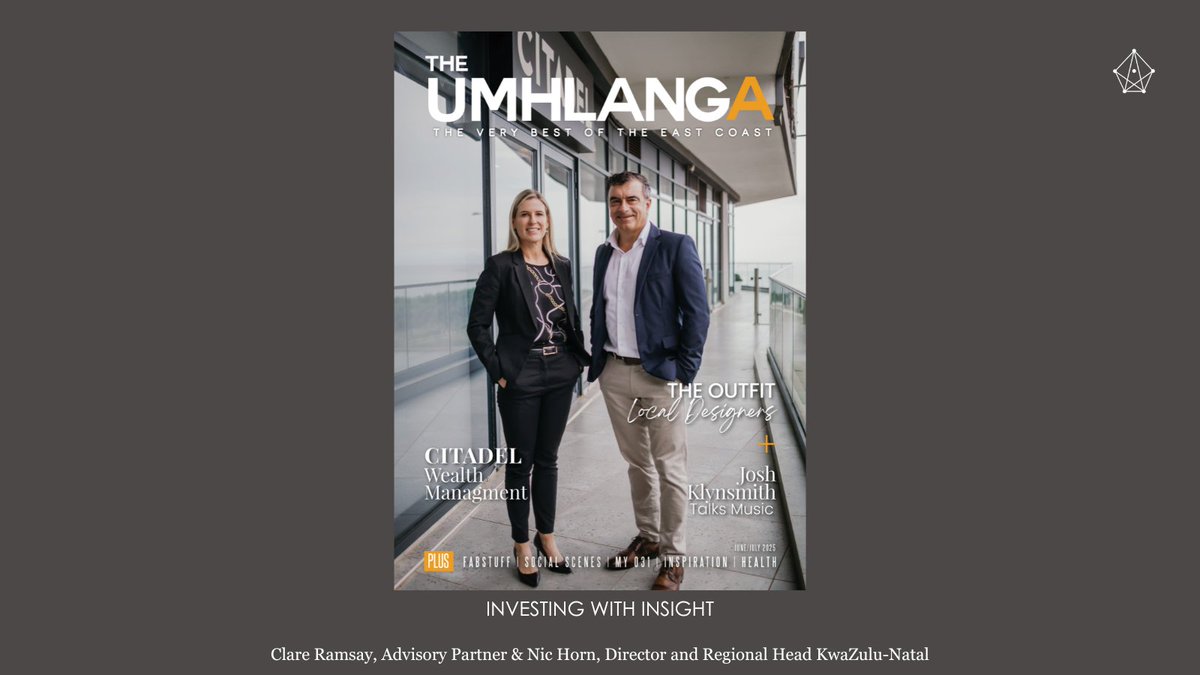 Citadel Investment Services (@citadelsa) on Twitter photo In the latest issue of <a href="/TheUmhlanga/">TheUmhlanga</a> Magazine, our Director and Regional Head KwaZulu-Natal, Nic Horn, along with Advisory Partner Clare Ramsay, share valuable insights on the key trends currently shaping wealth management.
If you want to understand how these trends could impact In the latest issue of <a href="/TheUmhlanga/">TheUmhlanga</a> Magazine, our Director and Regional Head KwaZulu-Natal, Nic Horn, along with Advisory Partner Clare Ramsay, share valuable insights on the key trends currently shaping wealth management.
If you want to understand how these trends could impact