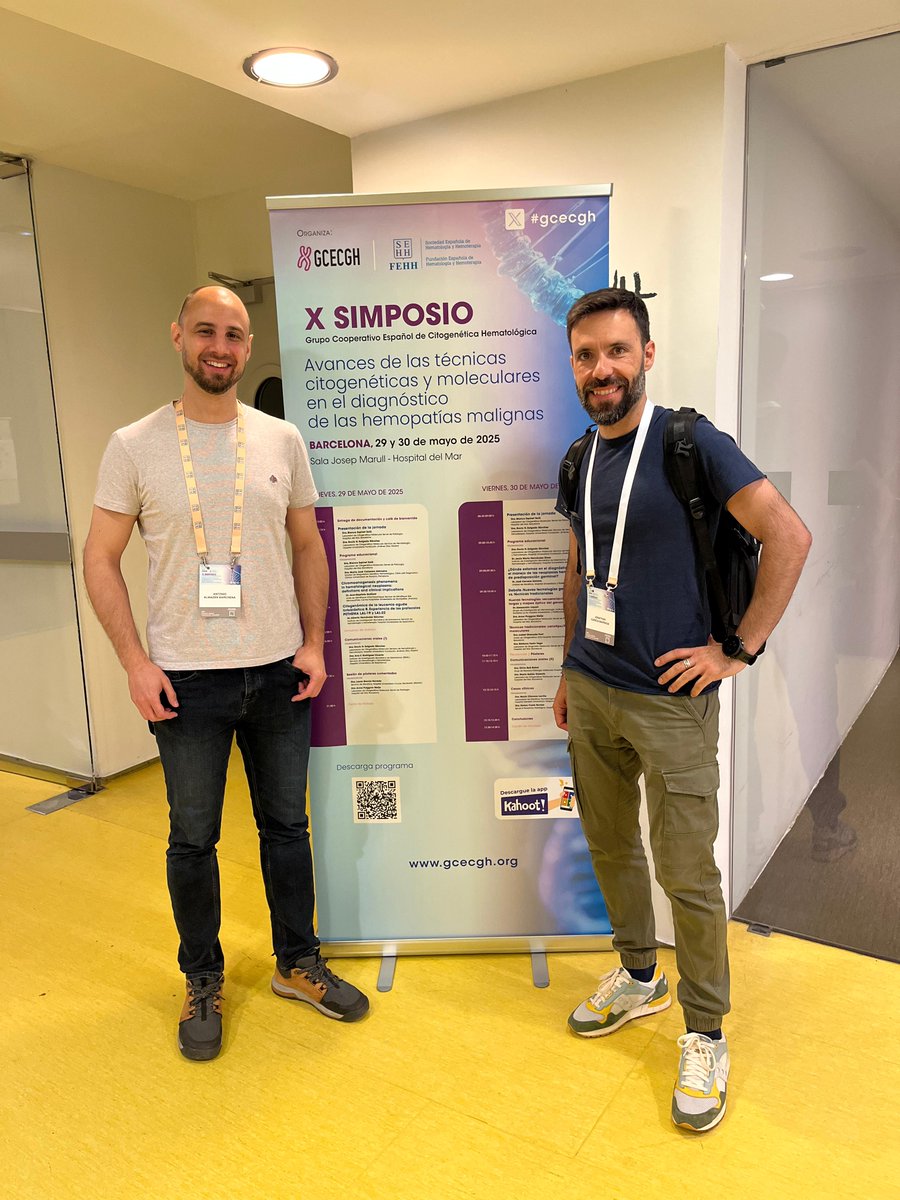 Nuestros compañeros Jonathan García, coordinador de Patología Molecular y Hematología; y Antonio Almazán, facultativo de nuestro Laboratorio de #Bcn, participaron recientemente en el Simposio del GCECGH, organizado por el Grupo español de Biología Molecular en Hematología.