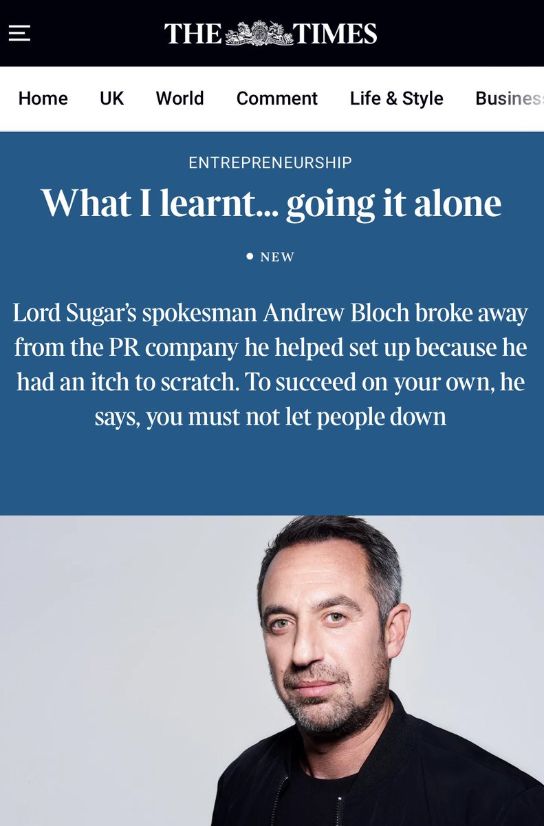 Andrew Bloch (@andrewbloch) on Twitter photo Talking about launching Andrew Bloch & Associates, what I’m up to now and the lessons I’ve learnt along the way…read all about it in today’s <a href="/thetimes/">The Times and The Sunday Times</a> Talking about launching Andrew Bloch & Associates, what I’m up to now and the lessons I’ve learnt along the way…read all about it in today’s <a href="/thetimes/">The Times and The Sunday Times</a>