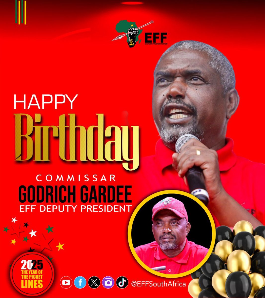 Rebecca Mamaila Mohlala (@mathiberebecca) on Twitter photo Happy birthday to the steadfast Deputy President of the EFF <a href="/GardeeGodrich/">Godrich Gardee</a>. Since we started this movement in 2013, you’ve never, even for a single day, thought of selling out the revolution. Loyal, disciplined, and rooted in the struggle. We see you! ✊🏾❤️🖤💚 #EFF Happy birthday to the steadfast Deputy President of the EFF <a href="/GardeeGodrich/">Godrich Gardee</a>. Since we started this movement in 2013, you’ve never, even for a single day, thought of selling out the revolution. Loyal, disciplined, and rooted in the struggle. We see you! ✊🏾❤️🖤💚 #EFF
