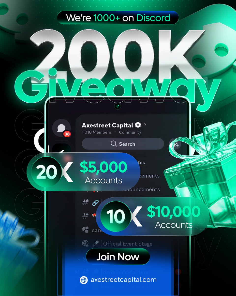AxestreetGroup's tweet image. 📢 Massive 200K Giveaway Alert! 

Our community is growing fast. This week, we are celebrating the first of many milestones. Join us. 

✅ No profit targets. Ever.
✅ Earn from the Assessment
✅ Pass with as little as 1% gain

Win a 10K or 5K account this week! 

How to enter ⬇️:…