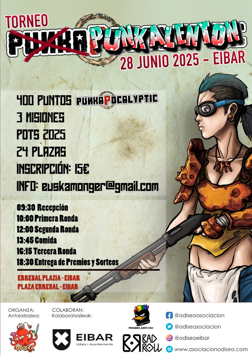 El Cid Frikeador (@elcidfrikeador) on Twitter photo Vamos gente! Que el torneo de <a href="/Punkapocalyptic/">Bad Roll Games</a> organizado por <a href="/Odiseasociacion/">Asociación Odisea</a> se está llenando!
Igual tiene algo que ver que la gente de <a href="/pinguinolaser/">Pingüino Láser</a> también está colaborando, o que el propio ayuntamiento de <a href="/EibarkoUdala/">Eibarko Udala</a> apoye este evento... Vamos gente! Que el torneo de <a href="/Punkapocalyptic/">Bad Roll Games</a> organizado por <a href="/Odiseasociacion/">Asociación Odisea</a> se está llenando!
Igual tiene algo que ver que la gente de <a href="/pinguinolaser/">Pingüino Láser</a> también está colaborando, o que el propio ayuntamiento de <a href="/EibarkoUdala/">Eibarko Udala</a> apoye este evento...