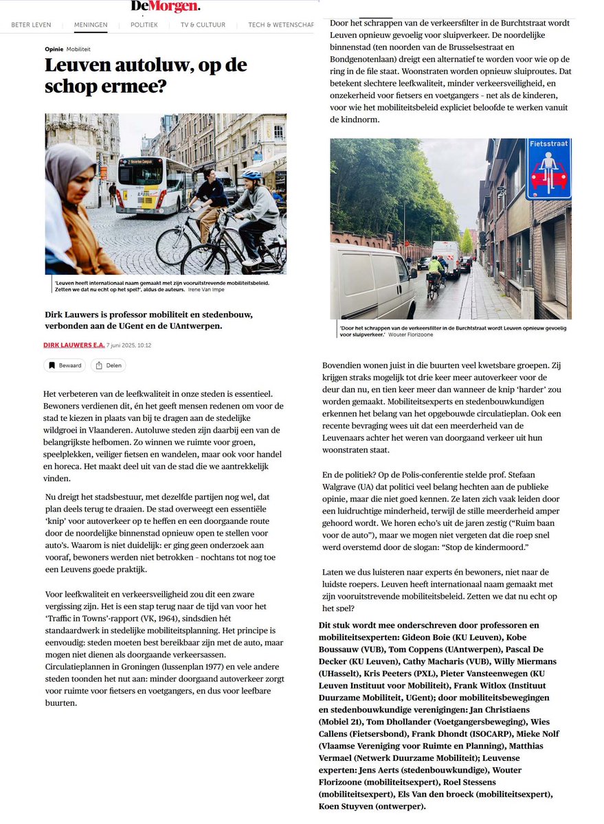 Kobe Boussauw (@kboussauw) on Twitter photo In Leuven gaat het verkeerscirculatieplan stilzwijgend op de schop. Niet de weg naar een meer leefbare en duurzame stad, vinden wij. Dank <a href="/Dirk_Lauwers/">dirk lauwers</a> om dit op de agenda te zetten. demorgen.be/meningen/leuve… In Leuven gaat het verkeerscirculatieplan stilzwijgend op de schop. Niet de weg naar een meer leefbare en duurzame stad, vinden wij. Dank <a href="/Dirk_Lauwers/">dirk lauwers</a> om dit op de agenda te zetten. demorgen.be/meningen/leuve…
