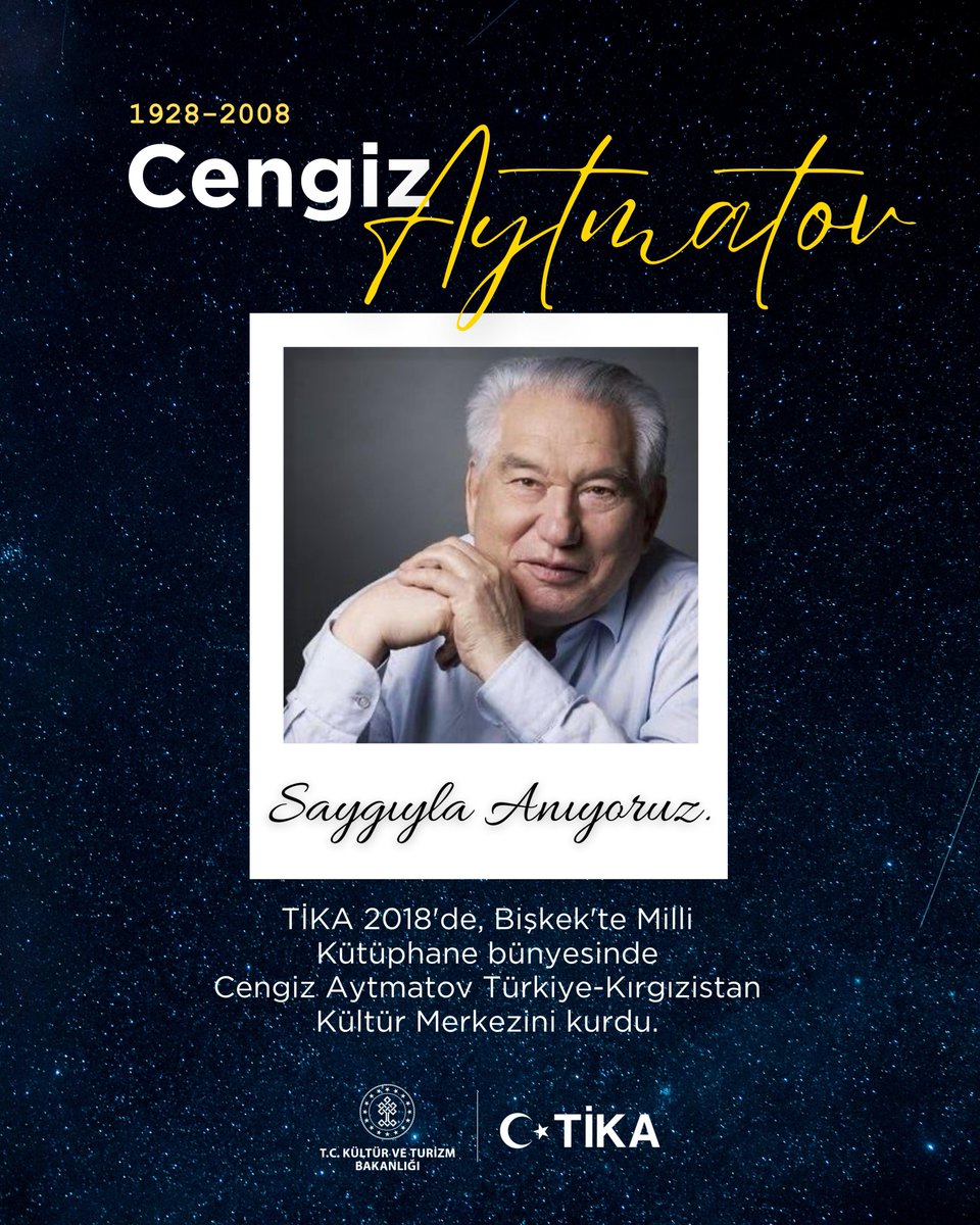 Dünya edebiyatında derin izler bırakan, eserleri yüz elliden fazla dile çevrilen #CengizAytmatov'u vefatının 17. yıl dönümünde rahmetle anıyoruz.