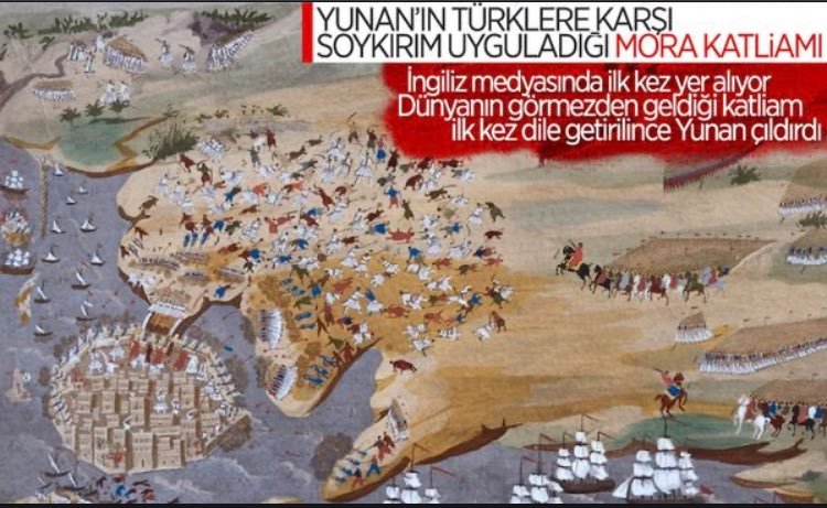 MORA KATLİAM

Her Türk, 1821 Mora Katliamı'nı bilmeli ve anlatmalıdır.! 

-Cuma'dan pazara kadar hava çığlık sesleriyle doluydu. Bir Yunan,
 90 Türk'ü öldürdüm diye övünüyordu.!

Mora'daki soykırım ancak öldürecek başka Türk kalmadığında sona erdi.!!
