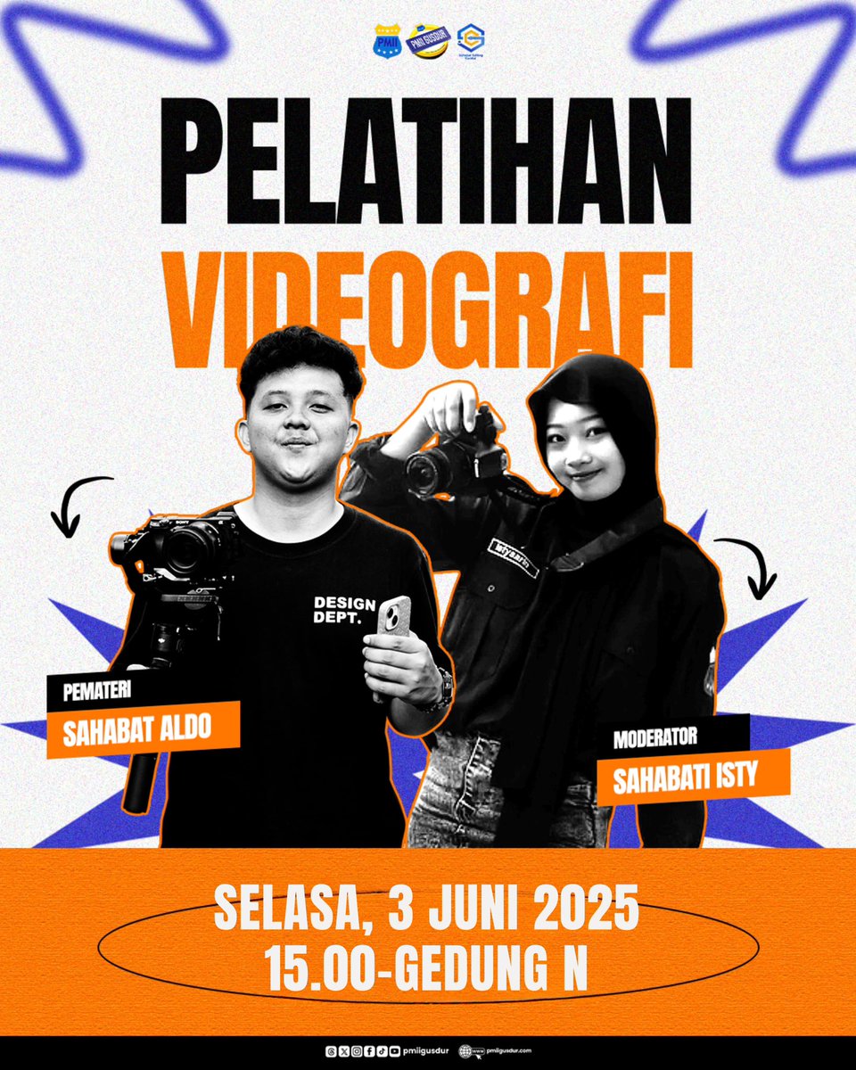 *[✨PELATIHAN VIDEOGRAFI✨]*

Salam Pergerakan ✊
Assalamu'alaikum Warahmatullahi wabarakatuh 
Hai Sahabat/i 👋🏻

Ada info menarik nihhh,PMII Rayon Abdurrahman Wahid akan mengadakan Pelatihan Videografi
Tentunya di temani dengan Pemateri dan moderator yang luar biasaa
#pmii