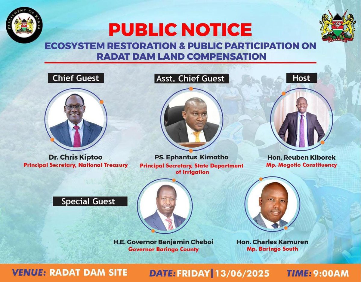 Call for Public Participation on the proposed Radat Dam Land Compensation