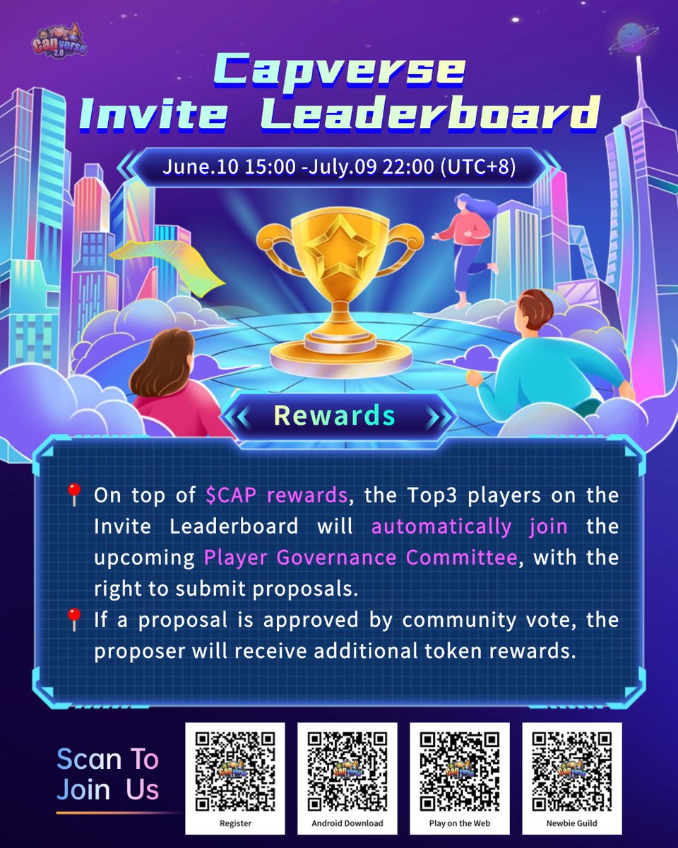 capinfra_io's tweet photo. 🚀 Invite. Climb. Conquer.

Capverse’s Invite Leaderboard is now LIVE!
🥇 Top spot wins 5000 $CAP
👑 Top 3 join the Player Governance Committee with proposal rights!
🧠 No grinding, no gaming skills—just real rewards for real invites.

📅 June 10, 15:00 – July 9, 22:00 (UTC+8)
🎯 Leaderboard access: Log in to the game, tap Invitation 
📝 New here? Register now and join the race:
https://t.co/fYUZZTSYaE

📸 Full details in the image below 👇
#Capverse #Web3Gaming #Airdrop #GameFi #CryptoRewards #NFTs #P2E