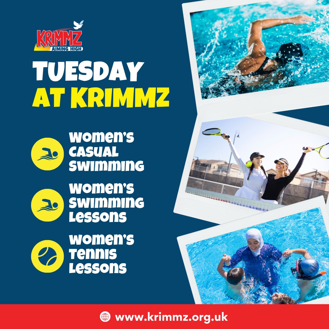 Another busy day here at Krimmz today! We have:

🩱 Women’s Casual Swim
🏊‍♀️ Women’s Swimming Lessons
🎾 Women’s Tennis Lessons

Chilled vibes or skill-building, the choice is yours. See you all there!

#WomensOnly #BoltonActivities #SwimmingSession