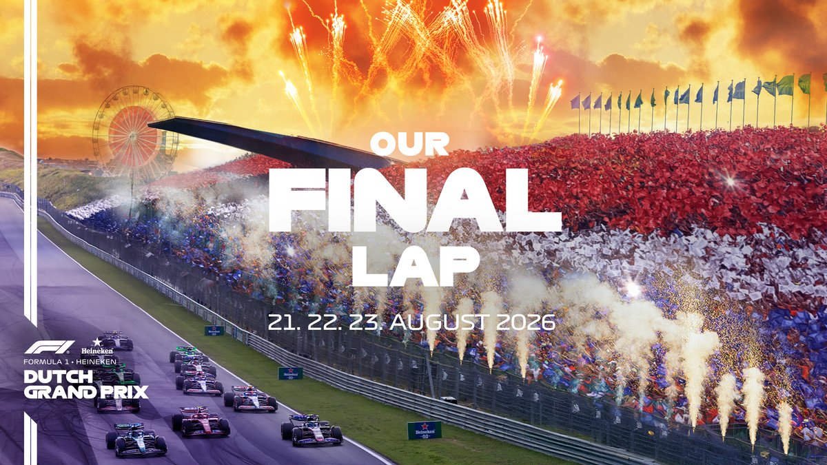 Dutch Grand Prix (@f1dutchgp) on Twitter photo ๐๐ง๐ ๐๐ข๐ง๐๐ฅ ๐ฅ๐๐ฉ. ๐๐ง๐ ๐๐ข๐ง๐๐ฅ ๐๐ก๐๐ง๐๐. ๐
Closing an epic Zandvoort era in style with the first-ever F1 Sprint Race at Zandvoort. Be there for our final lap in @f1! ๐งก
๐๏ธ Get your 2025/2026 combitickets now via dutchgp.com/tickets/.
๐๏ธ 21-23 August 2026
๐ณ๐ฑ ๐๐ง๐ ๐๐ข๐ง๐๐ฅ ๐ฅ๐๐ฉ. ๐๐ง๐ ๐๐ข๐ง๐๐ฅ ๐๐ก๐๐ง๐๐. ๐
Closing an epic Zandvoort era in style with the first-ever F1 Sprint Race at Zandvoort. Be there for our final lap in @f1! ๐งก
๐๏ธ Get your 2025/2026 combitickets now via dutchgp.com/tickets/.
๐๏ธ 21-23 August 2026
๐ณ๐ฑ