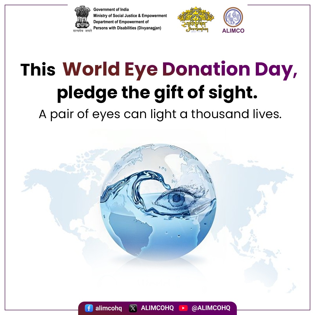 ALIMCOHQ's tweet photo. On World Eye Donation Day, let us pledge to donate our eyes.
A single decision of yours can bring light into the life of a visually impaired person.
#WorldEyeDonationDay #NetraDaan #DisabilityEmpowerment #DEPD #AccessibleIndia
@Drvirendrakum13
@blvermaup
@rajeshaggarwal
@radioudaan
@nabdelhionline
