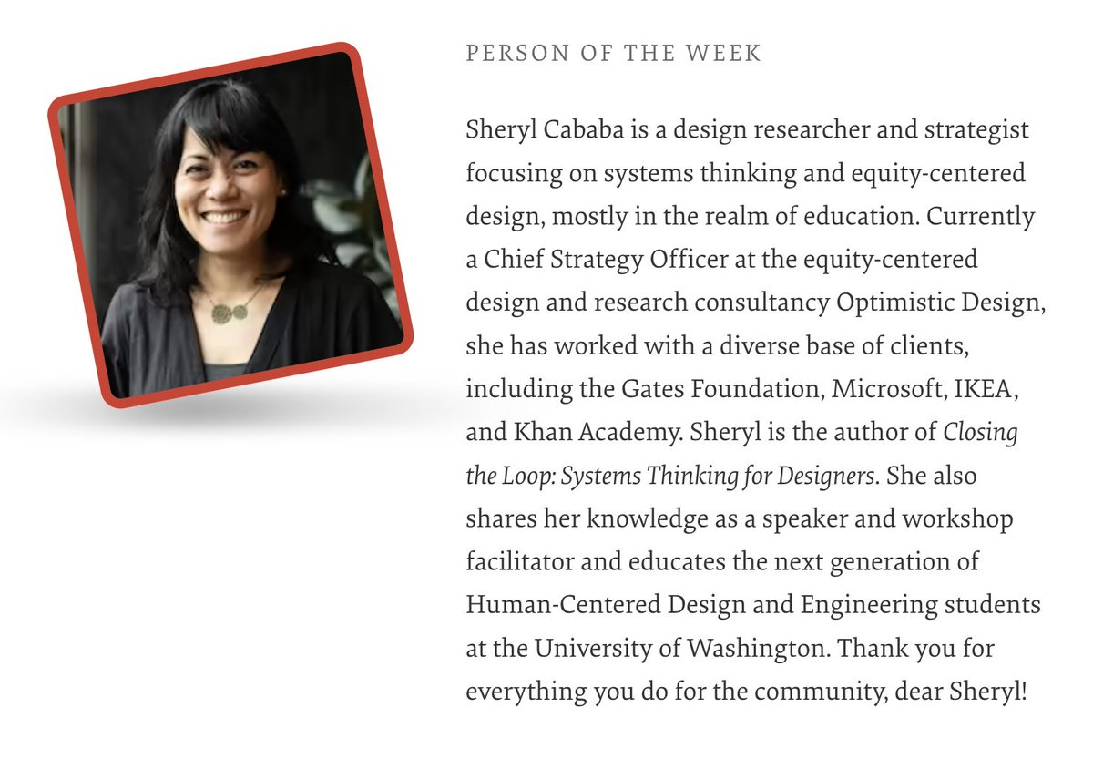 Smashing Magazine πΊπ¦ π³οΈβπ (@smashingmag) on Twitter photo Our Person of the Week is a design researcher and strategist focusing on systems thinking and equity-centered design. Please give a warm round of applause for... Sheryl Cababa!
Thank you for everything you do for the community, dear <a href="/SherylCababa/">sheryl cababa</a>!
#smashingcommunity Our Person of the Week is a design researcher and strategist focusing on systems thinking and equity-centered design. Please give a warm round of applause for... Sheryl Cababa!
Thank you for everything you do for the community, dear <a href="/SherylCababa/">sheryl cababa</a>!
#smashingcommunity