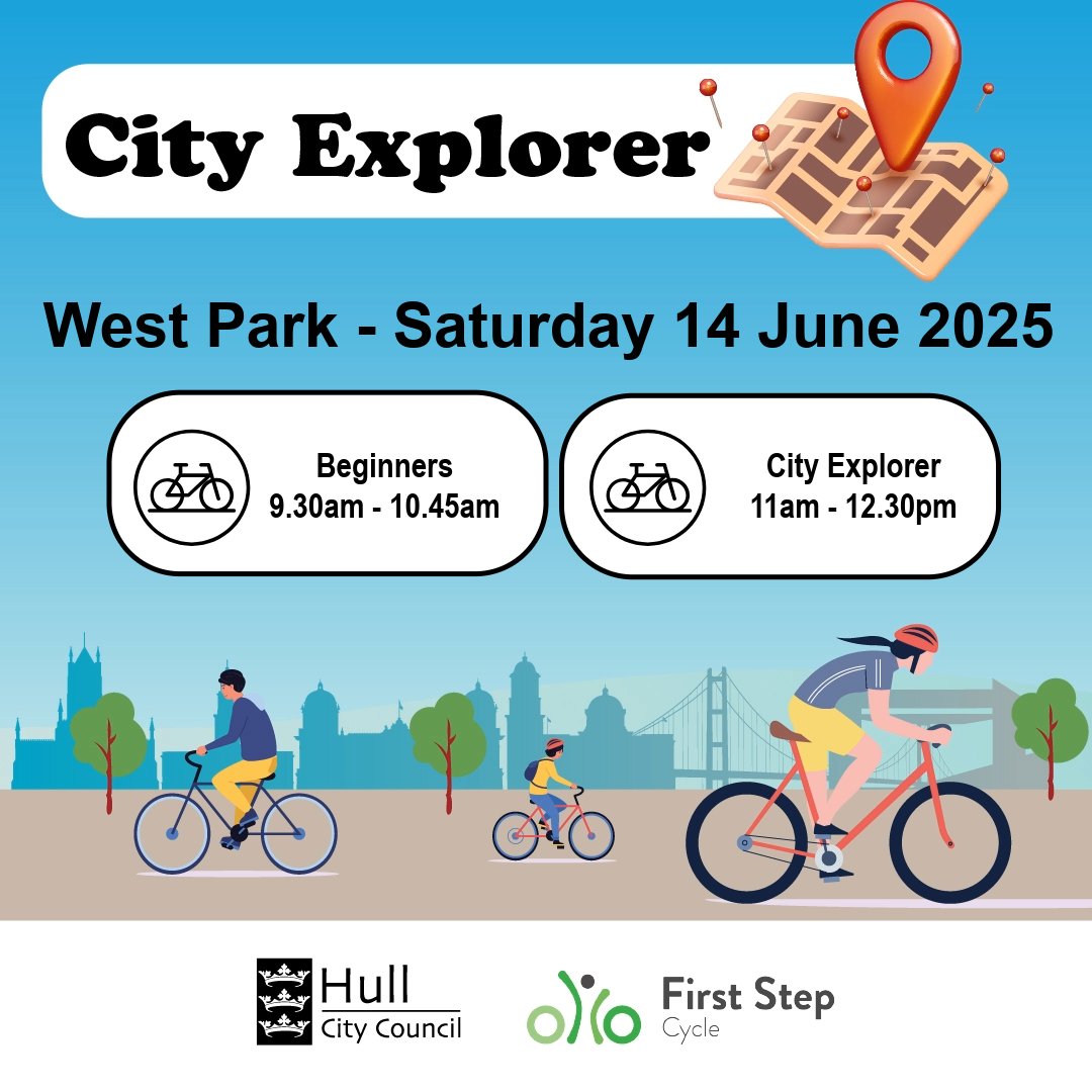 Travel Hull (@travel_hull) on Twitter photo π΄ To celebrate #BikeWeek - <a href="/Hullccnews/">Hull City Council</a> and <a href="/firststep_cycle/">First Step Cycle</a> are trialling their new #CityExplorer training and guided ride sessions at West Park on Saturday 14 June.
To find out more or to book your πplace, visit ‡οΈ
π booking.firststep-sports.co.uk/event/65289 π΄ To celebrate #BikeWeek - <a href="/Hullccnews/">Hull City Council</a> and <a href="/firststep_cycle/">First Step Cycle</a> are trialling their new #CityExplorer training and guided ride sessions at West Park on Saturday 14 June.
To find out more or to book your πplace, visit ‡οΈ
π booking.firststep-sports.co.uk/event/65289