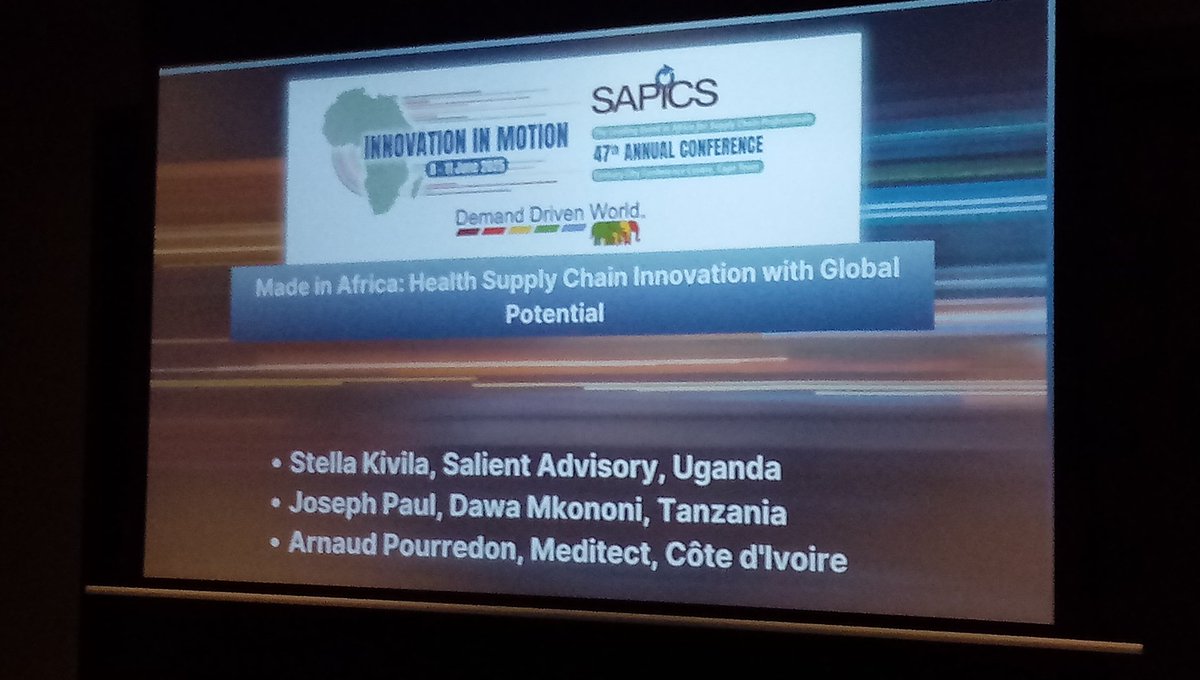 shabierja's tweet image. Made in Africa: Health Supply Chain Innovation with Global Potential. Stella Kivila, Salient Advisory, Uganda; Joseph Paul, Dawa Mkononi, Tanzania; Arnaud Pourredon, Meditect, Côte d&apos;Ivoire @SAPICS01 #SAPICS2025 #InnovationInMotion #SupplyChainAfrica #CapeTownConference