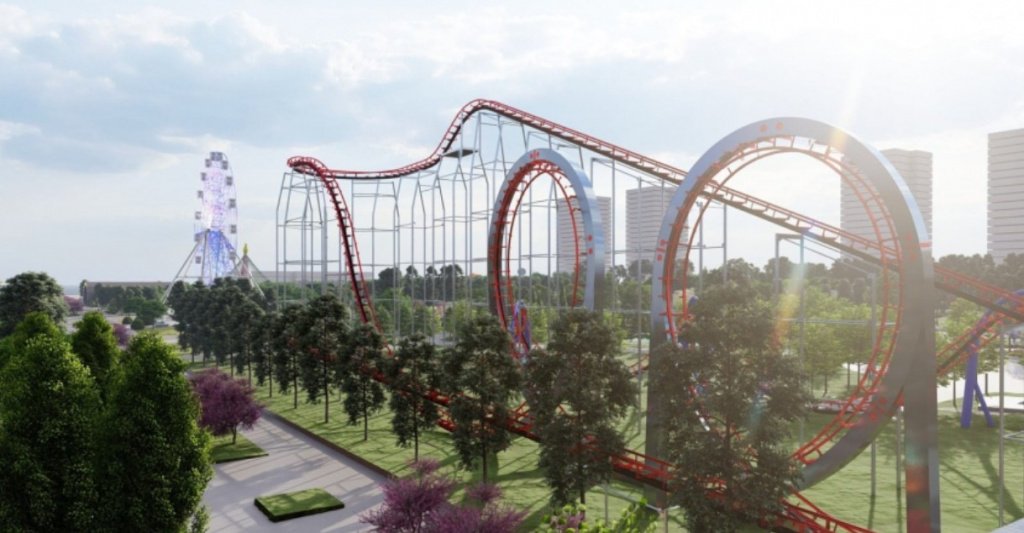 VHCoasters's tweet image. Track for their new Chinese built looping coaster has arrived at Lunapark Volgograd. 

At 34m tall it appears to be a standard Zhipao built loopscrew model.