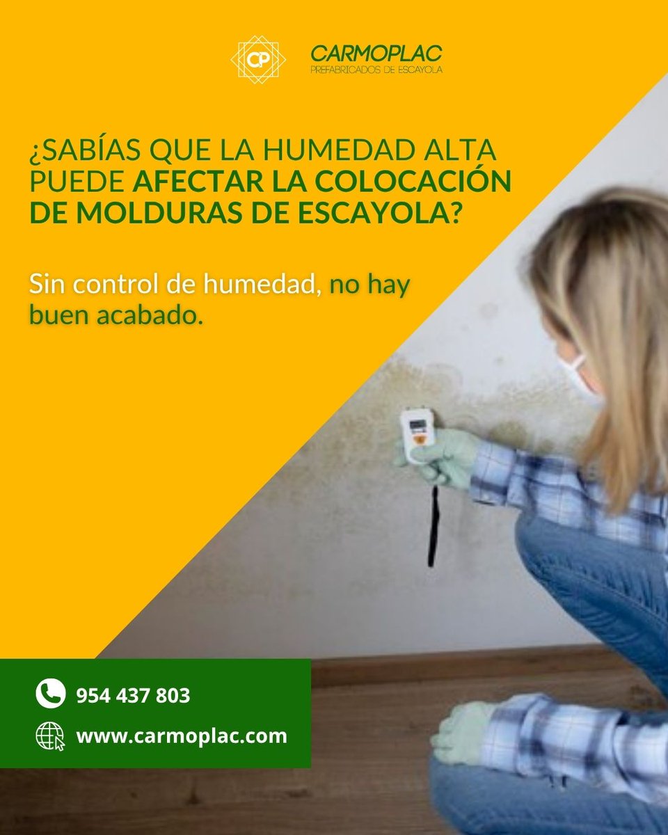 ⚠️ ¡Ojo con la humedad!

Colocar molduras de escayola con más del 80% de humedad puede causar manchas, mal adhesivo y retrasos 💧

En Carmoplac te asesoramos para que tu obra quede perfecta.

📞 Sevilla: 954 437 803
📞 Carmona: 954 140 860

 #Escayola #Molduras #Construcción
