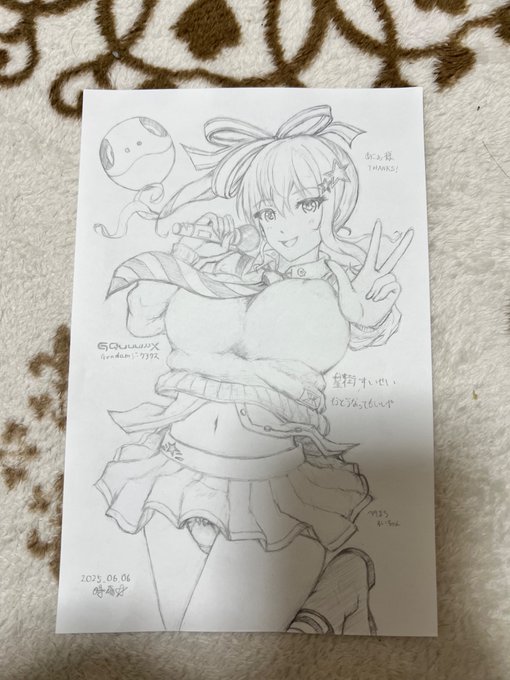 友人達に久々に会って、お礼に白黒アナログ絵描いた、その1 すいちゃん