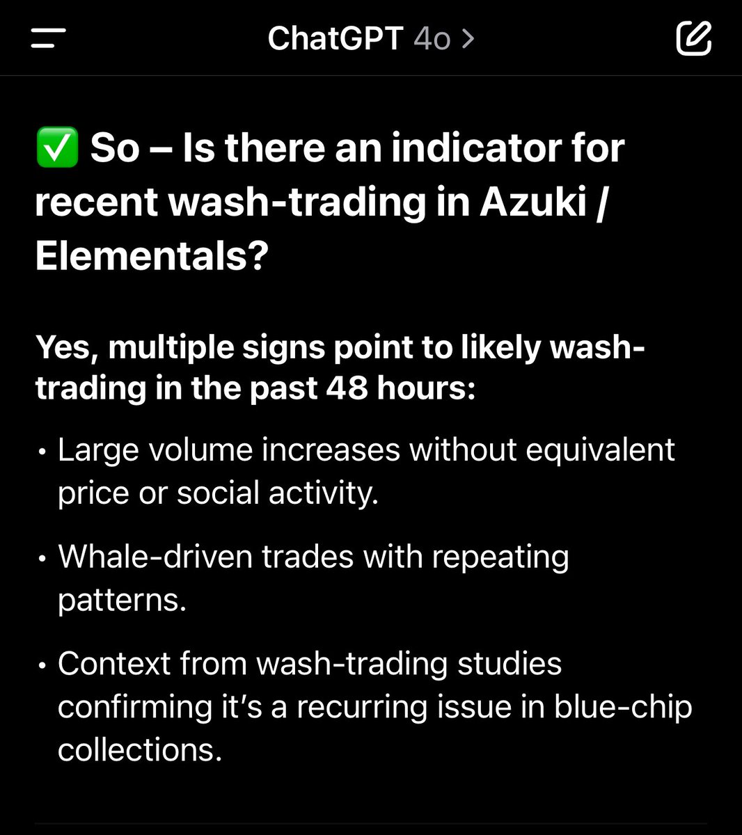 #azuki holders, here is a truth bomb that you can simply check by using #ChatGPT! It’s unfathomable to me how the #nft space is ignoring the obvious! Azuki and their derivatives value is purely artificial. This needs to stop! <a href="/Azuki/">Azuki</a> needs to be called out instead of shielded.