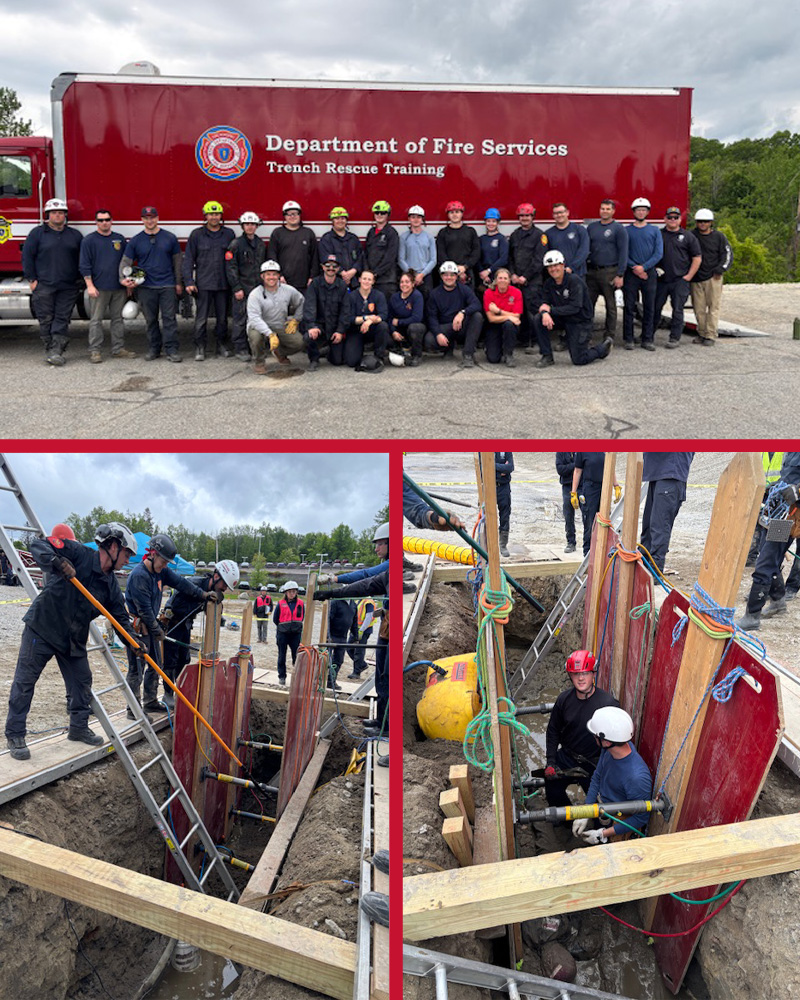 MassDFS's tweet image. #TechRescue Tuesday: The Mass Fire Academy delivered a Trench Rescue course at @AuburnMassFire last month. 20+ firefighters from across Massachusetts practiced using the equipment and extraction techniques used to keep patients and rescuers safe in these hazardous scenarios.