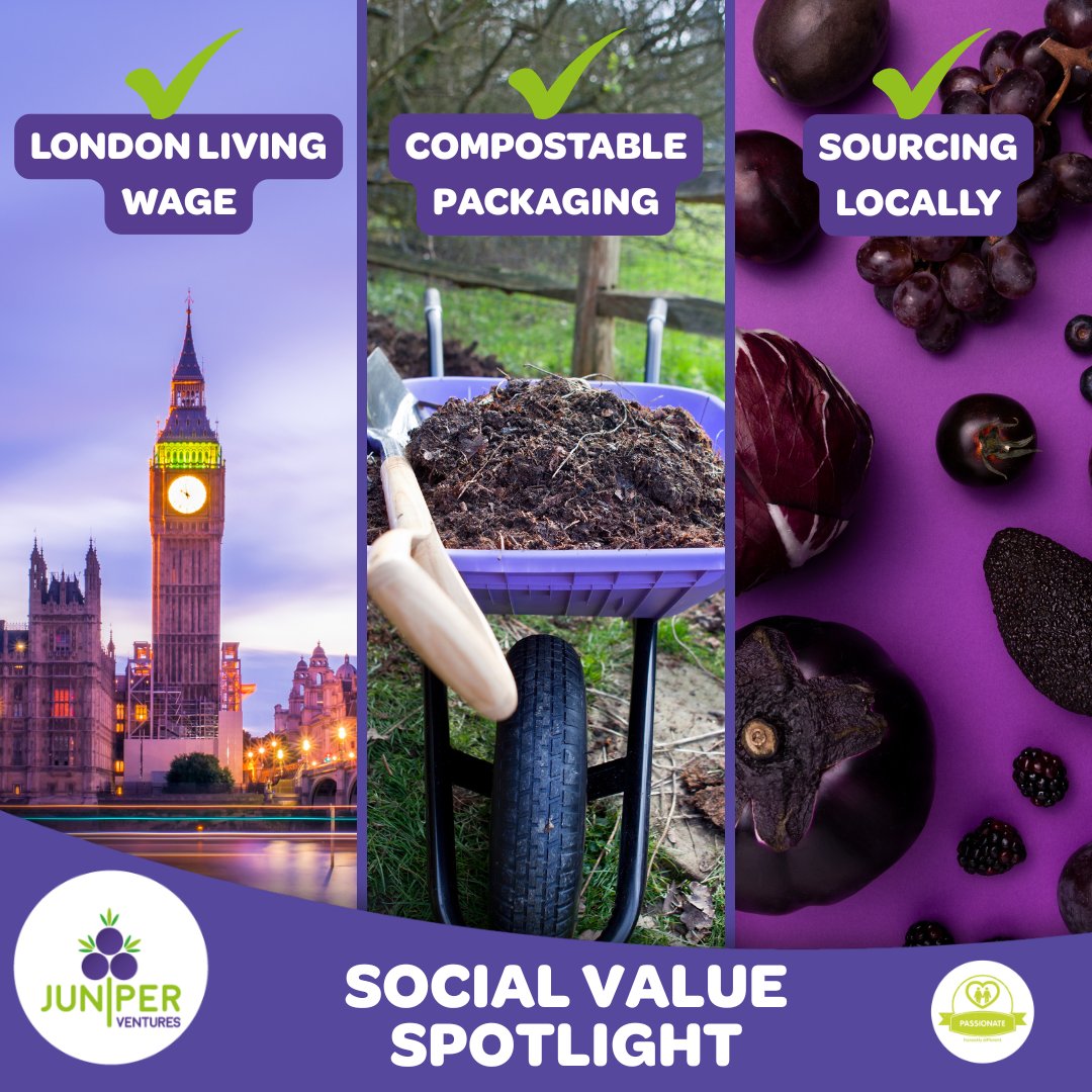 We’re more than a service provider - we’re a partner in positive change:
✅ London Living Wage &amp; apprenticeships
✅ Compostable packaging &amp; Meat-Free Mondays
✅ Local sourcing = community impact
#Sustainability #SocialValue #JuniperImpact