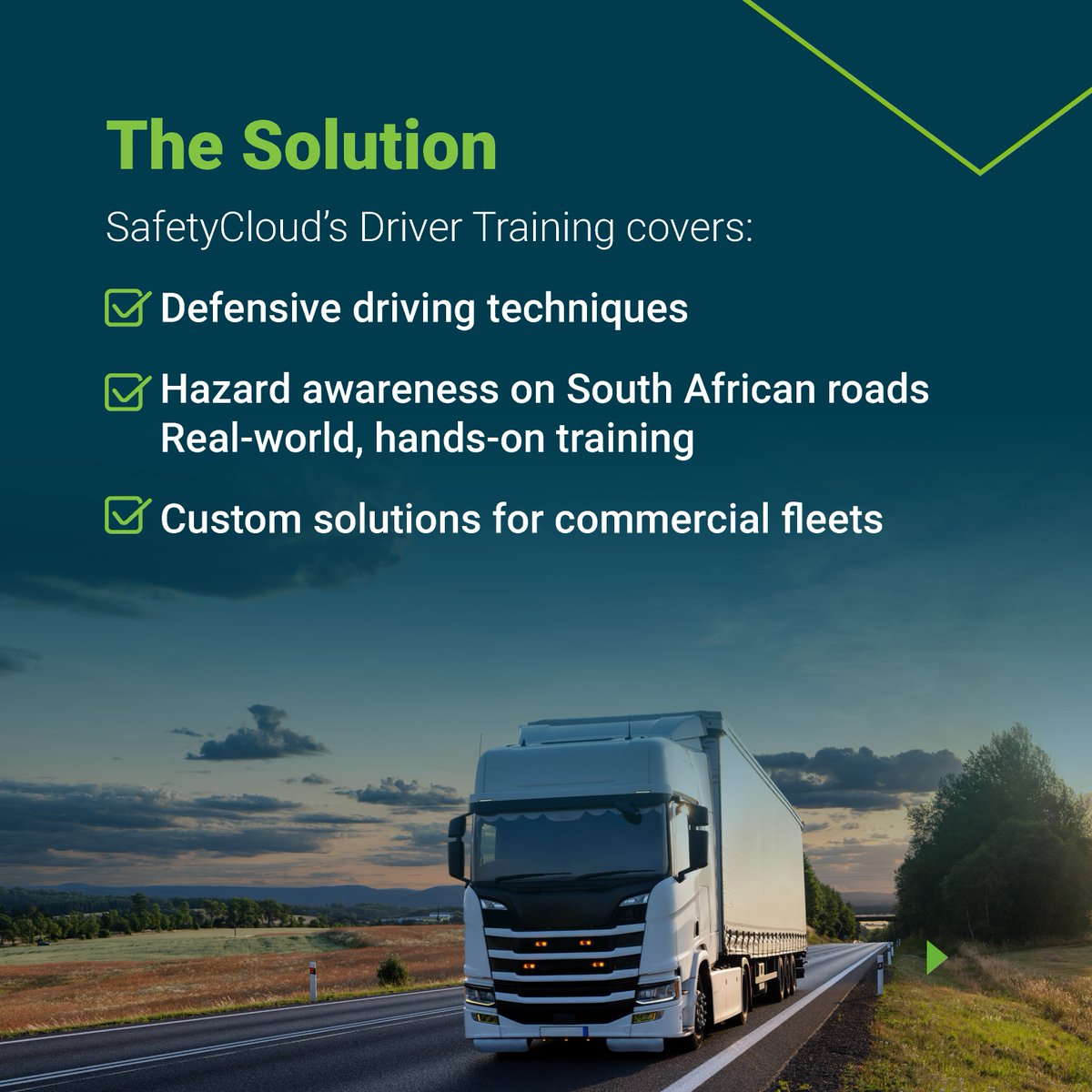 _SafetyCloud's tweet photo. Your fleet is only as safe as your drivers. SafetyCloud’s accredited Driver Training covers on-road assessments, coaching, and defensive driving for trucks, buses, vans, and more.

📞 +27 87 330 3790
🔗 https://t.co/PR3JKbGH2O

#DriveSafeProtectYourBrand https://t.co/o2ZknZrh19
