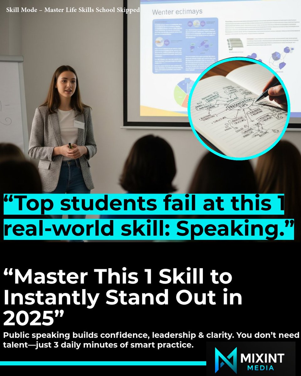MixintMedia's tweet photo. 🗣️ Your voice is your value. In a world full of quiet geniuses, the speaker wins. Start training your speech like a muscle—3 minutes a day is all it takes. Don’t wait for a stage. Build your voice in silence, let it roar when needed.
#SkillMode #PublicSpeaking #Leve#VoiceIsPower https://t.co/P2KBtN8qX3