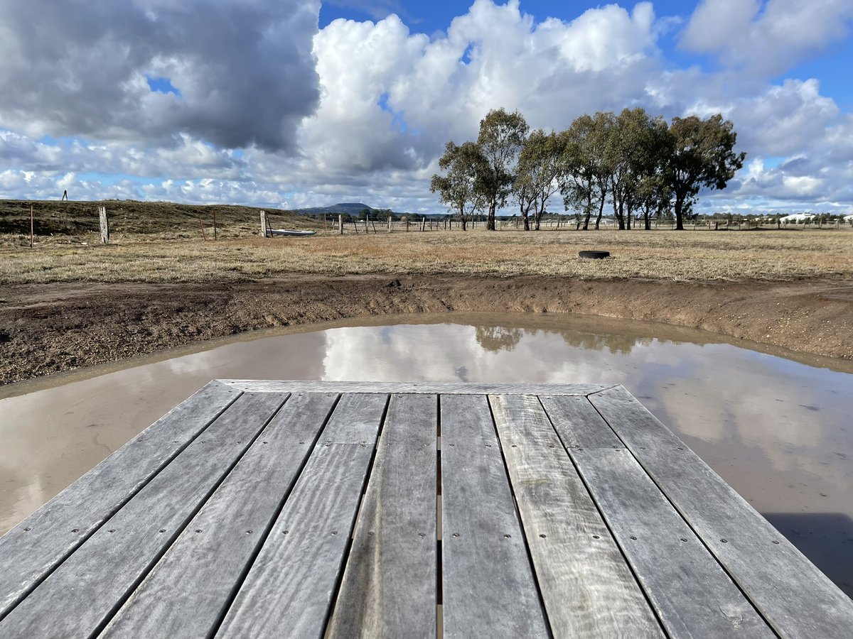 The drought has broken and finally we have some water in our dams. View from my small dock to Mt Bunninyong
