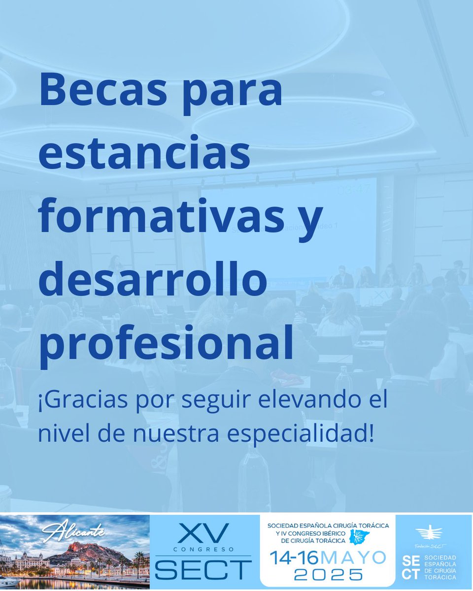 🟦 Becas para estancias formativas y desarrollo profesional

🌍 La SECT sigue apostando por la formación y la movilidad internacional. Celebramos a los profesionales que han sido reconocidos con becas para estancias nacionales e internacionales. 

¡Gracias por seguir elevando el