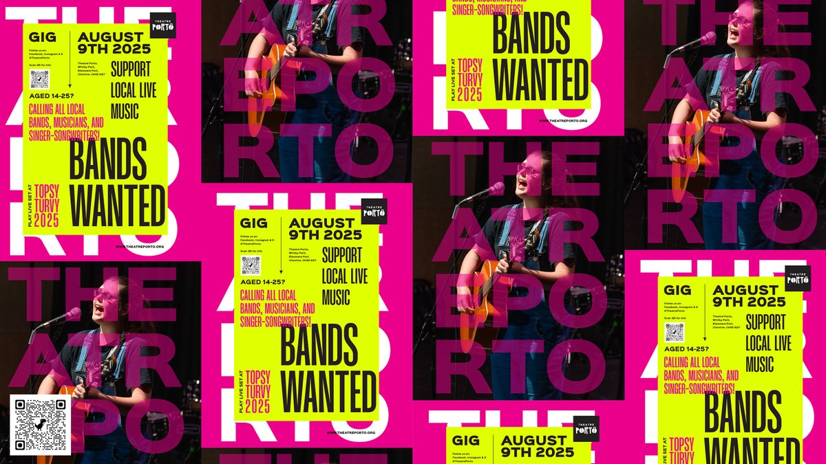 Calling all bands, musicians, and singer-songwriters!

Take the Stage: Bands &amp; Musicians Invited to Perform at #TopsyTurvy25 @TheatrePorto #EllesmerePort #RT 

theatreporto.org/bands-musician…