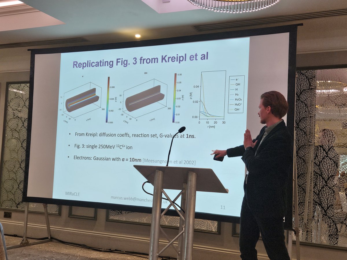 DCF has proudly organised the ARR 2025 conference this year at Lodore Falls in Cumbria. On the first day Dr Marcus Webb presented the MIRaCLE radiation chemistry simulation software package. <a href="/AssocRadRes/">ARR</a>