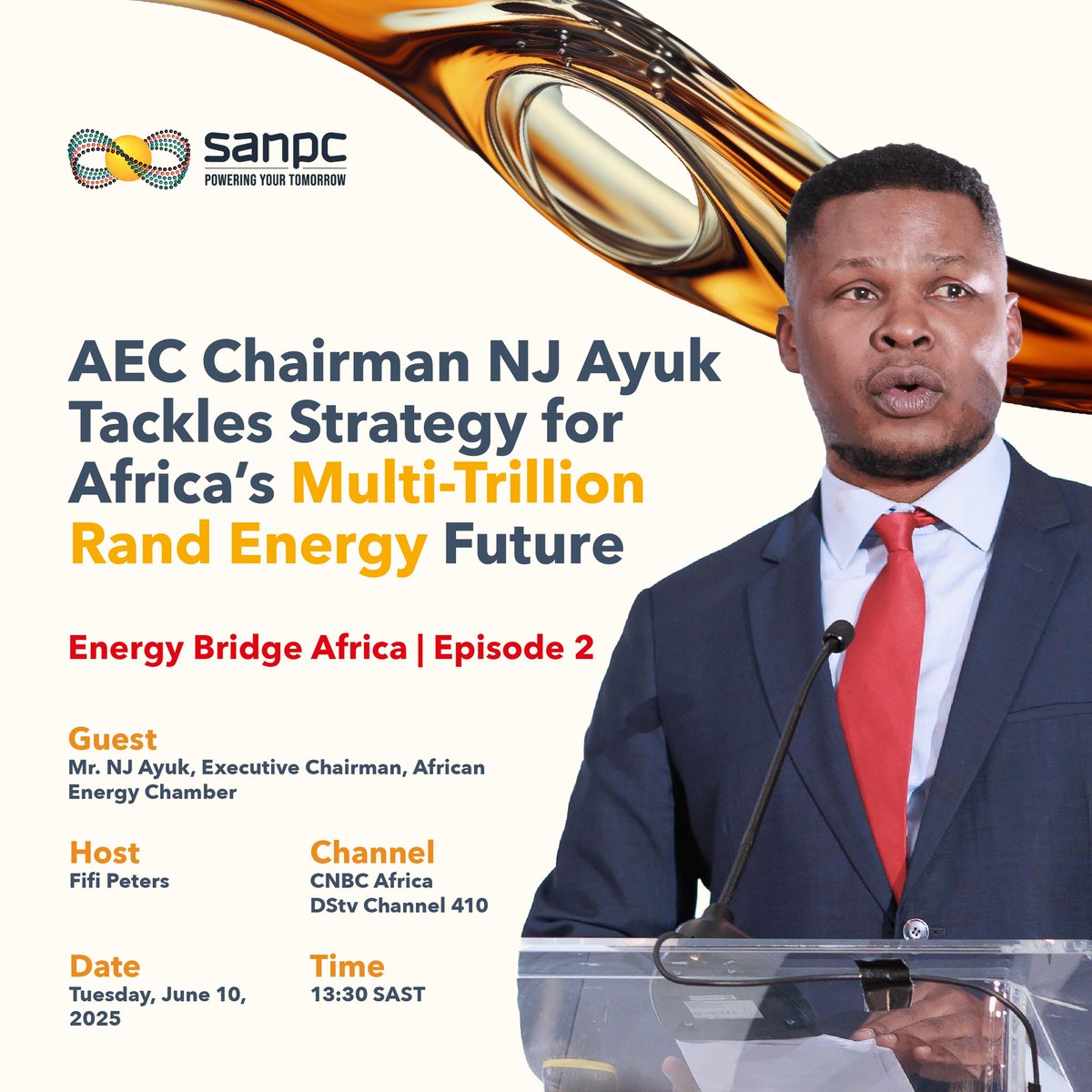 TODAY on #EnergyBridgeAfrica: Leading energy strategist &amp; AEC Chairman <a href="/nj_ayuk/">NJ Ayuk</a> joins <a href="/FifiPeters/">Fifi Peters</a> to tackle critical strategies for Africa's energy future, including the pivotal role of National Energy Companies like #SANPC.

📺 Tune in at 13:30 SAST on @CNBCAfrica DStv 410.