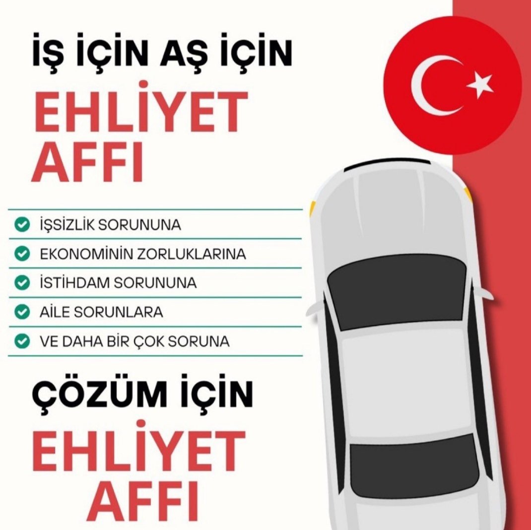 EhliyetHakkı 

⚠️#EhliyetAffı bir hak arayışı mücadelesidir.

⚠️Bu kadar uzun süre cezaları 690.000 kişinin işsiz kalmasına sebep olmuştur.

⚠️ ADALETSİZ ve ORANTISIZ süre cezalarının düzenlenmesi gerekmektedir.

⚠️ Süre cezaları işsizlik sonucunda dağılmasına ve intiharlara yol