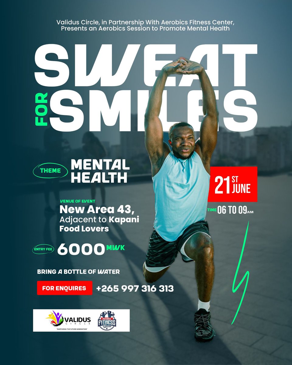 YOVEE___'s tweet photo. Looking for somewhere to clear up your mind?

Join us on 21 June, Aerobics session to promote Mental Health.👍🏾

#ValidusCircle https://t.co/V8z3BVv6xd