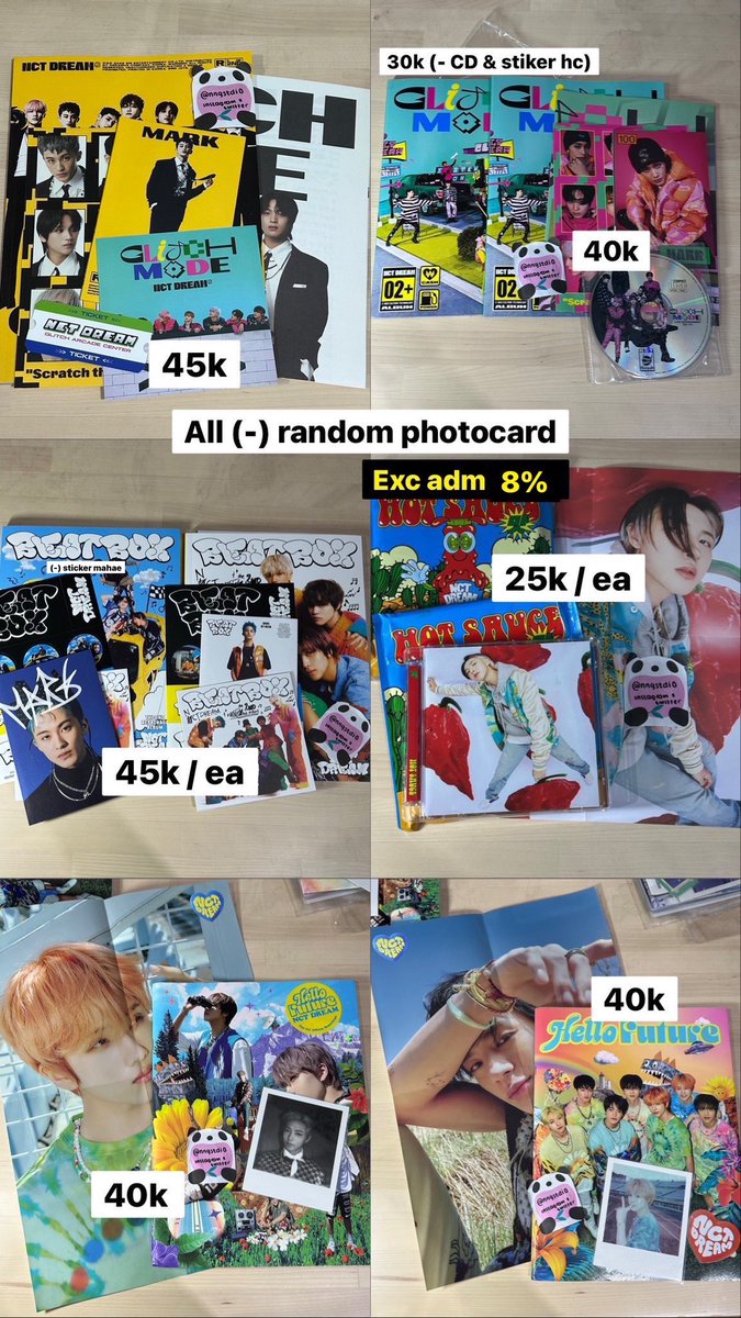 nngstdio's tweet image. wts / want to sell / lfb / ina 

♡ album only &amp;amp; merch nct dream we boom glitch mode beatbox hot sauce hello future tds the dream show glimo anniversary 

🖇 good condition 
🖇 official
🖇 check here: msha.ke/nngstdio

𖥻 md mark renjun jeno haechan jaemin chenle jisung