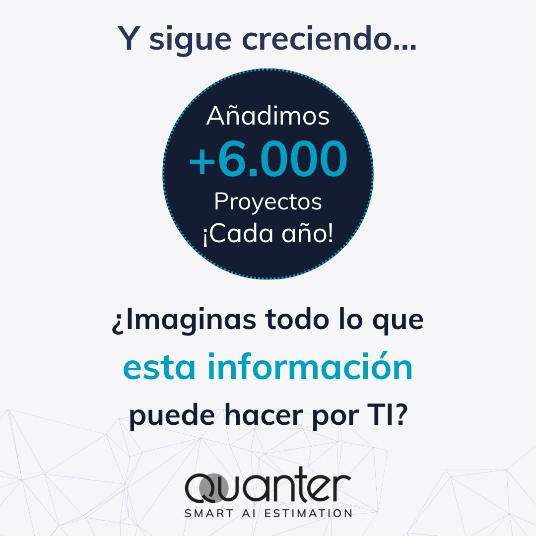 Quanter tiene, posiblemente, la mayor base de datos de proyectos software del mundo:

🔹 92.000 proyectos
🔹 +145 tecnologías
🔹 +190 proveedores
🔹 +6.000 nuevos proyectos cada año
La mejor referencia para comparar, analizar y decidir ¿no crees?

#QuanterIA  #Benchmarking
