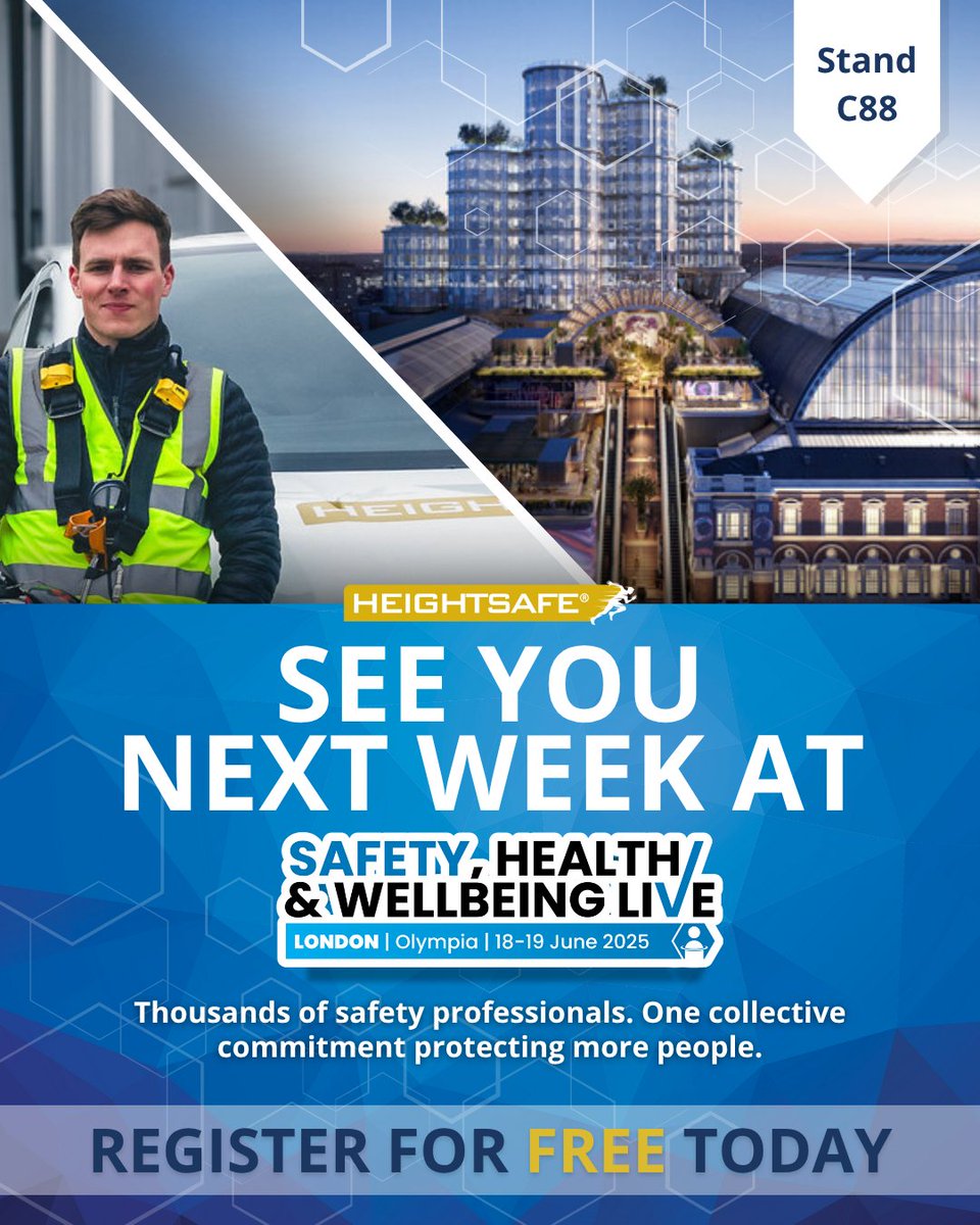 Just one week to go until <a href="/SHWLive/">SHWLive</a> London! 

Visit Heightsafe at Stand C88 on 18–19 June at Olympia London. 

Chat with our experts about Work at Height safety and explore how we can support your health and safety strategy.

Register for free today: lnkd.in/eW6gEybc