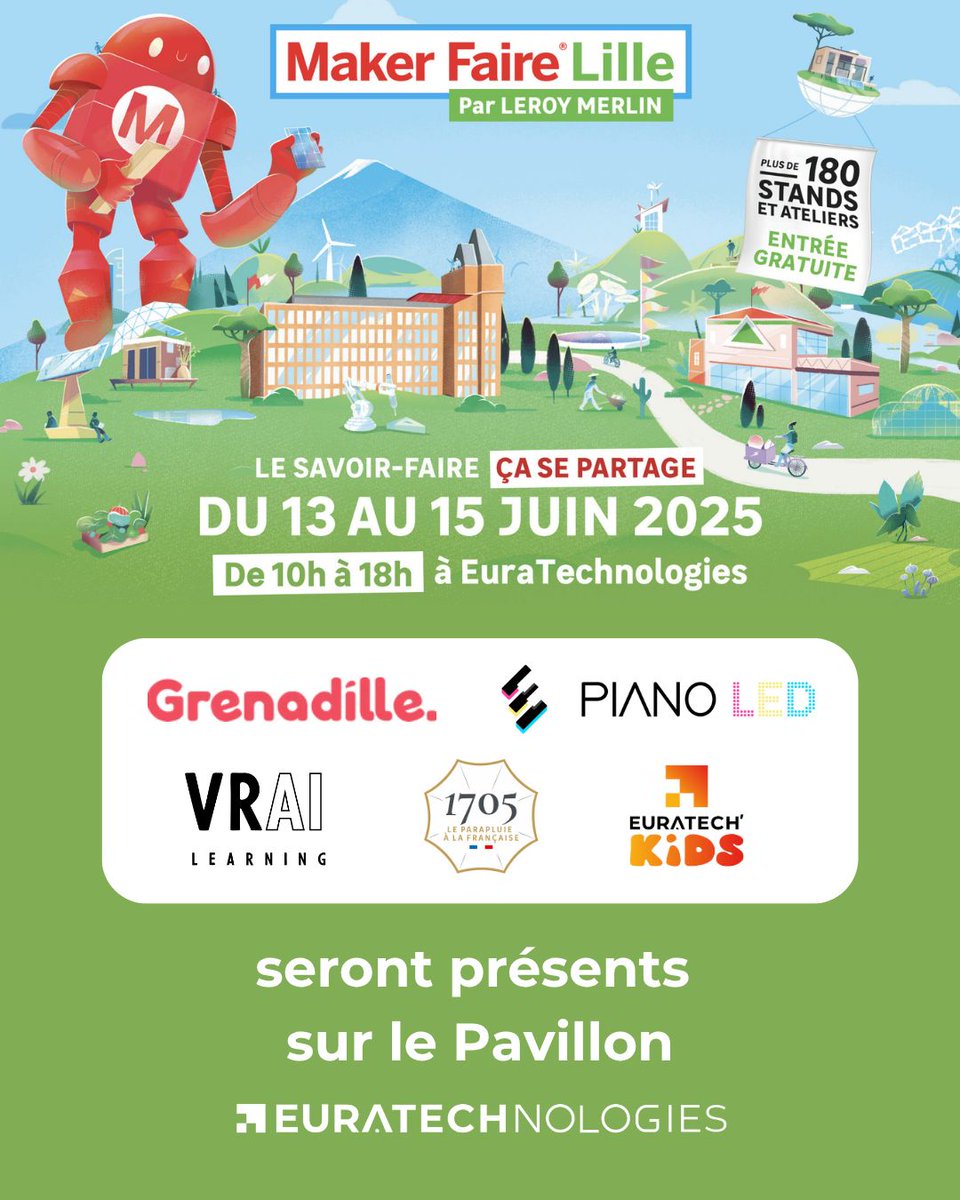 EuraTechnologies (@euratechnologie) on Twitter photo đ J-3 avant la Maker Faire Lille !
âš Cet Ă©vĂ©nement organisĂ© par <a href="/leroymerlinfr/">Leroy Merlin</a>, cĂ©lĂšbre les passionnĂ©s de technologies, les artisans, les scientifiques ou encore les bricoleurs du dimanche, qui pensent tous que rĂ©parer, recycler et innover câest lâavenir.
đ Au programme : đ J-3 avant la Maker Faire Lille !
âš Cet Ă©vĂ©nement organisĂ© par <a href="/leroymerlinfr/">Leroy Merlin</a>, cĂ©lĂšbre les passionnĂ©s de technologies, les artisans, les scientifiques ou encore les bricoleurs du dimanche, qui pensent tous que rĂ©parer, recycler et innover câest lâavenir.
đ Au programme :