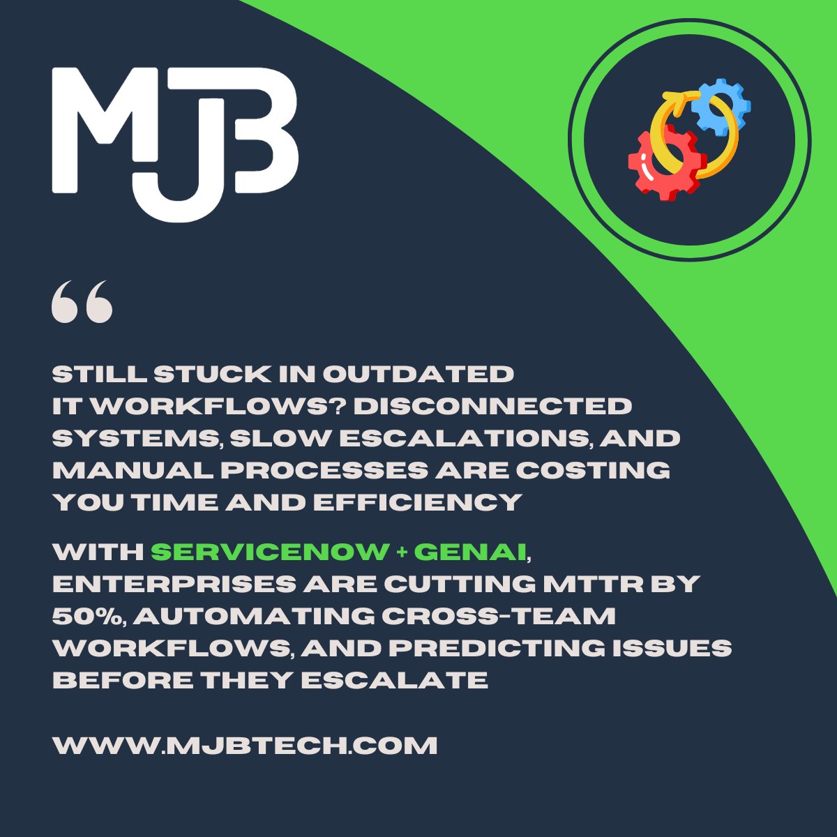 mjbtechnology's tweet photo. Still handling escalations manually?
Let’s change that. 💥
🧠 AI-powered ITSM
⚙️ Cross-department automation
📉 50% MTTR reduction
🔍 Real-time RCA
Explore how CIOs are transforming IT in 2025
👉 https://t.co/Dh9phHXvCv
#AI #ITSM #ServiceNow #DigitalOps #CIO #MJBTech https://t.co/Wouzkm5dQp