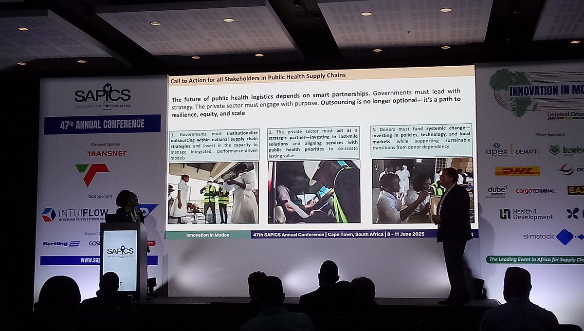 shabierja's tweet image. The State of Outsourcing in Public Health Supply Chains in Africa: Results from VillageReach&apos;s 2024 benchmark study. Angelina Cumba, VillageReach, Mozambique; Cobus Roussow, Cobus Roussow Advisors,SA @SAPICS01 #SAPICS2025 #InnovationInMotion #SupplyChainAfrica #CapeTownConference