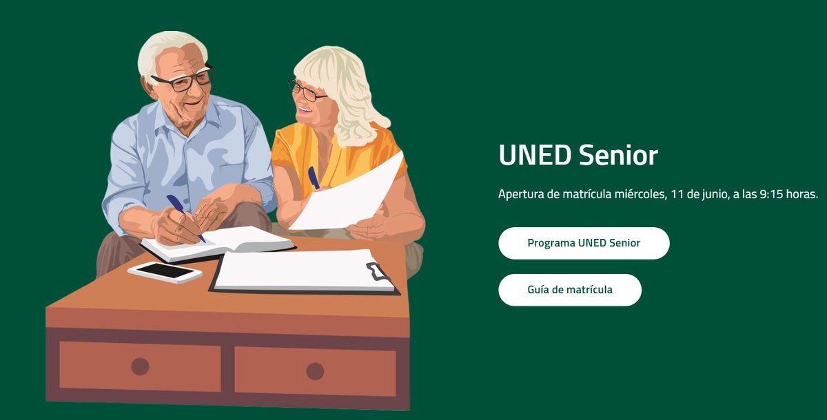 ❗️MAÑANA, 11 DE JUNIO, ABRIMOS LA MATRÍCULA DEL PROGRAMA UNED SENIOR
🔹 Si tienes más de 50 años y quieres continuar tu formación, sin realizar exámenes, matricúlate en UNED Pamplona.
👉 65 asignaturas  
🔗unedpamplona.es/estudios/uned-…

<a href="/UNED/">UNED</a> 
#SomosUNED #EstudiaEnLaUNED #UnedSenior