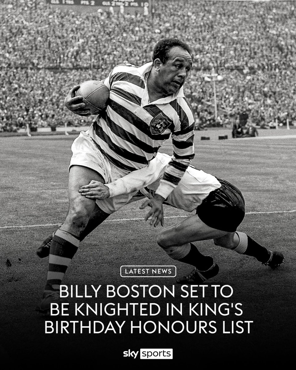 Billy Boston will receive rugby league's first knighthood, ending a 130-year wait 👏