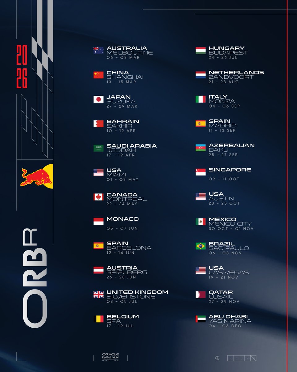 Presenting... F1 2026 🌍 Start saving the dates 📆