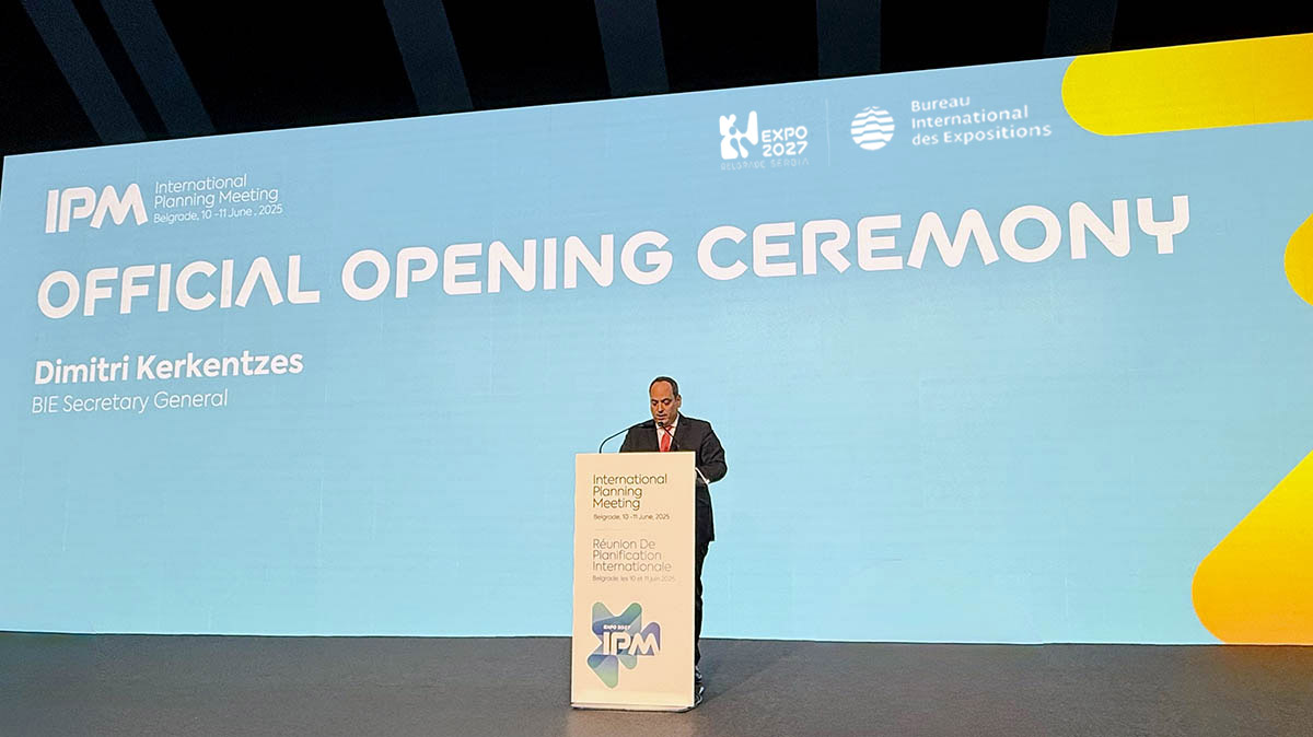 bieparis's tweet photo. “#Expo2027 Belgrade, the first Specialised Expo in the Western Balkans, will offer the world new perspectives, voices, and inspiring connections” declares  @dkerkentzes, Secretary General of the BIE https://t.co/qYl6goVzDt