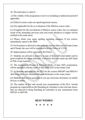 @ignou_2 
Instructions for Examinees June 2025 TEE