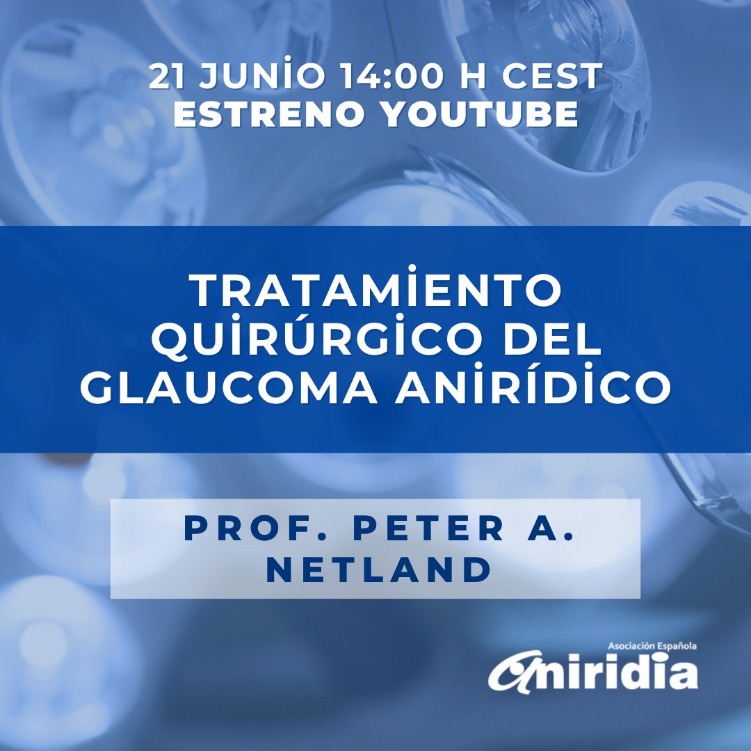🎬 Este #AniridiaDay estrenamos video en español

🗓️ 21 junio – 14:00 h

📍 “Tratamiento quirúrgico del Glaucoma Anirídico”, con el Prof. Peter Netland

👁️ Conoce los últimos avances quirúrgicos

📺👉 youtu.be/rKpIDOSSxFc

#Aniridia #Glaucoma #Oftalmología #SaludVisual
